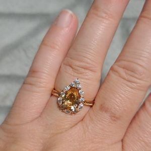 Peach Quartz Ring Bomb Ring Size 9